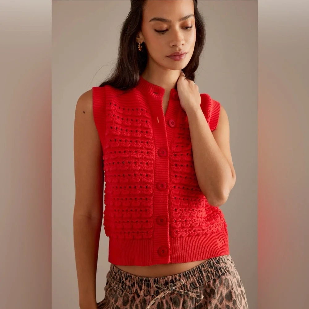 Damson Madder Aggie Knitted Tank in Red UK 10 / US 6 - Picture 8 of 15